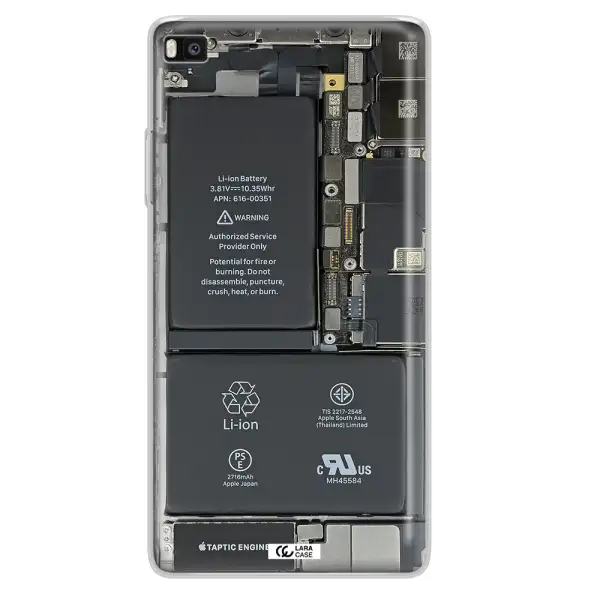 A Close-Up Of A Cell Phone Battery Huawei P8 Clear Tpu Case