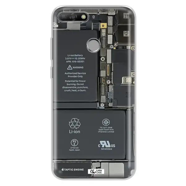 A Close-Up Of A Cell Phone Battery Huawei Y6 Prime 2018 Clear Tpu Case