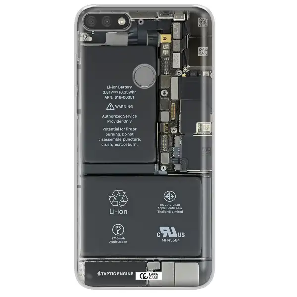 A Close-Up Of A Cell Phone Battery Huawei Y7 Prime 2018 Clear Tpu Case