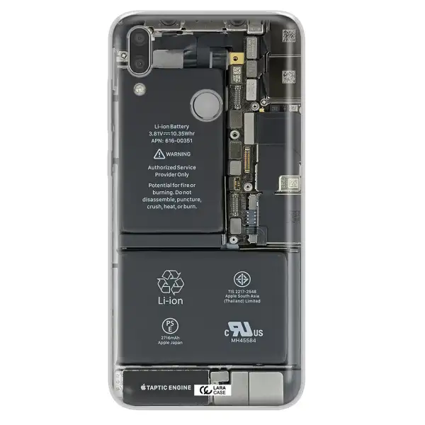 A Close-Up Of A Cell Phone Battery Huawei Y9 2019 Clear Tpu Case
