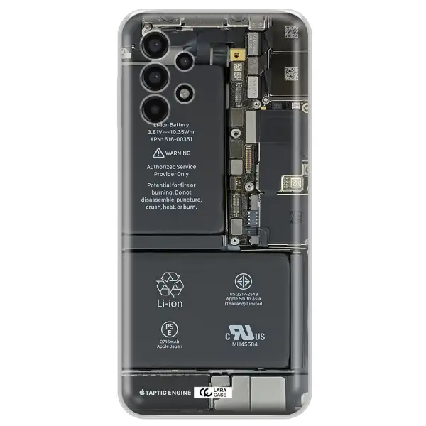 A Close-Up Of A Cell Phone Battery Samsung A13 4G Clear Tpu Case