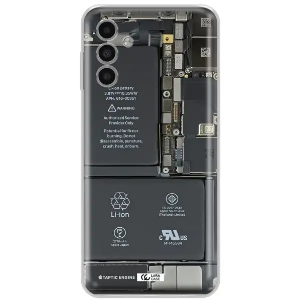 A Close-Up Of A Cell Phone Battery Samsung A13 5G Clear Tpu Case