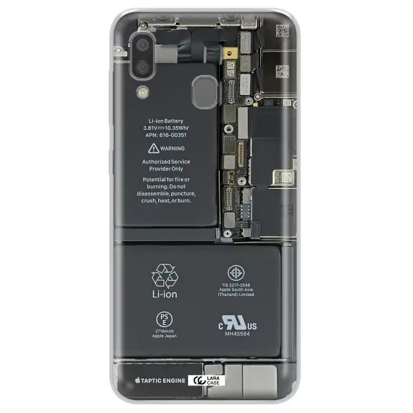 A Close-Up Of A Cell Phone Battery Samsung A20 Clear Tpu Case