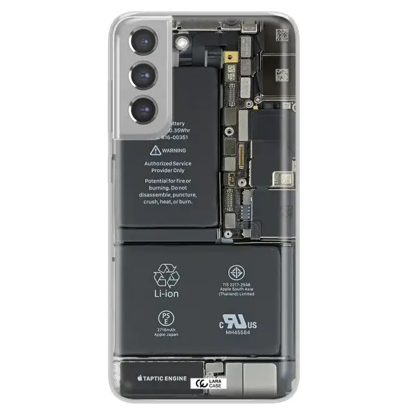 A Close-Up Of A Cell Phone Battery Samsung A21 Fe Clear Tpu Case