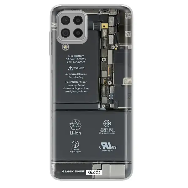 A Close-Up Of A Cell Phone Battery Samsung A22 4G Clear Tpu Case