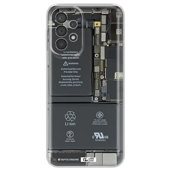 A Close-Up Of A Cell Phone Battery Samsung A23 5G Clear Tpu Case