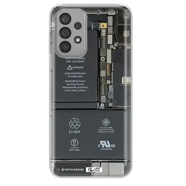 A Close-Up Of A Cell Phone Battery Samsung A33 Clear Tpu Case