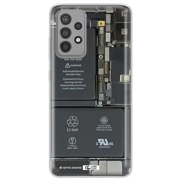 A Close-Up Of A Cell Phone Battery Samsung A52 Clear Tpu Case