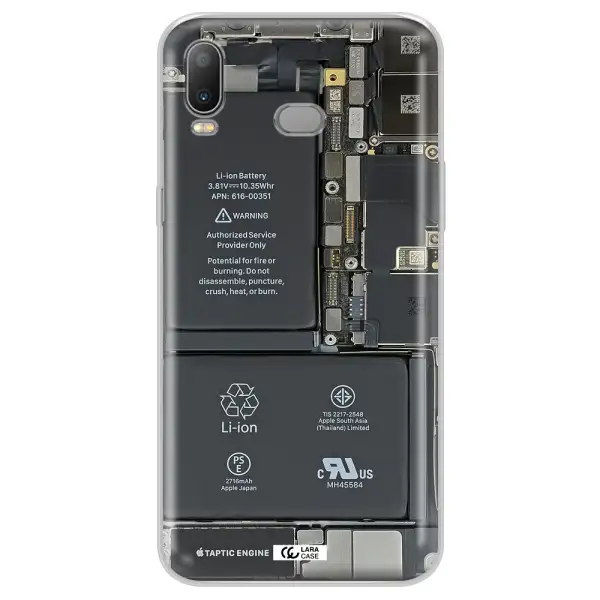 A Close-Up Of A Cell Phone Battery Samsung A6S Clear Tpu Case