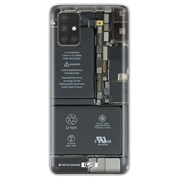 A Close-Up Of A Cell Phone Battery Samsung A71 Clear Tpu Case