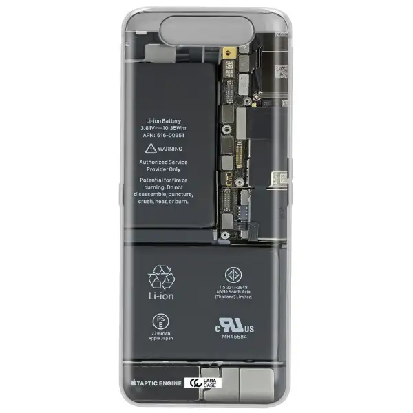 A Close-Up Of A Cell Phone Battery Samsung A80 Clear Tpu Case