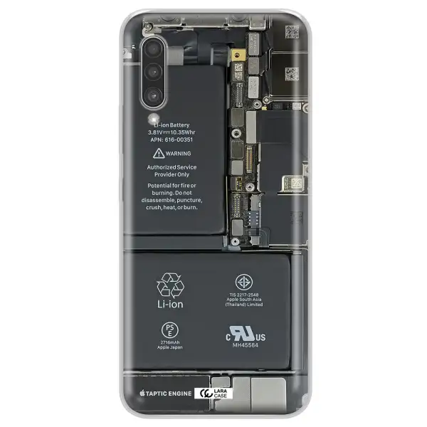 A Close-Up Of A Cell Phone Battery Samsung A90 Clear Tpu Case