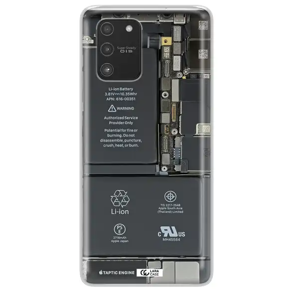 A Close-Up Of A Cell Phone Battery Samsung A91 Clear Tpu Case