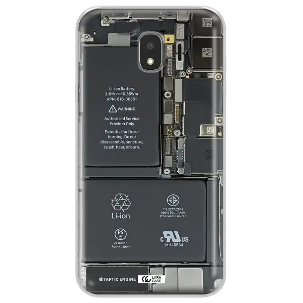 A Close-Up Of A Cell Phone Battery Samsung J4 Clear Tpu Case