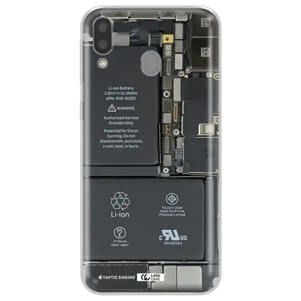 A Close-Up Of A Cell Phone Battery Samsung M20 Clear Tpu Case
