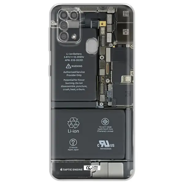 A Close-Up Of A Cell Phone Battery Samsung M31 Clear Tpu Case