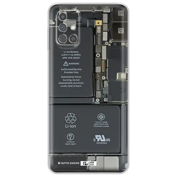 A Close-Up Of A Cell Phone Battery Samsung M31S Clear Tpu Case