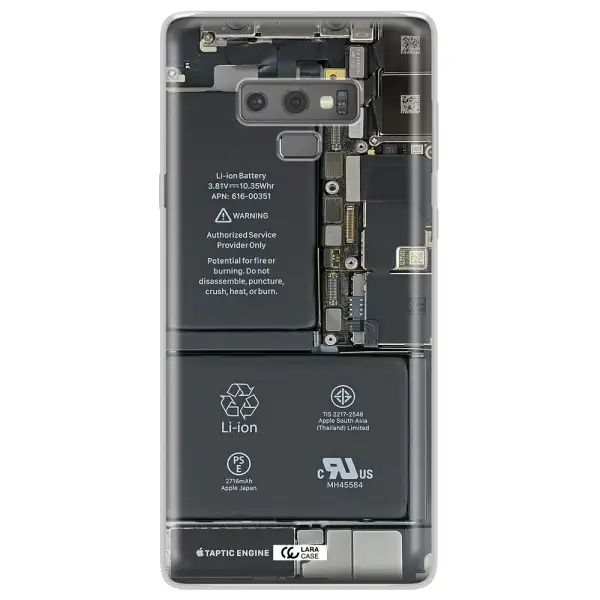 A Close-Up Of A Cell Phone Battery Samsung Note 9 Clear Tpu Case