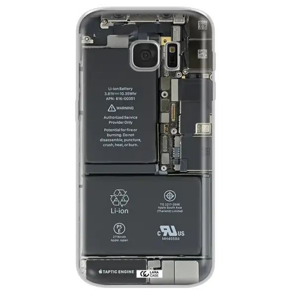 A Close-Up Of A Cell Phone Battery Samsung S 7 Clear Tpu Case