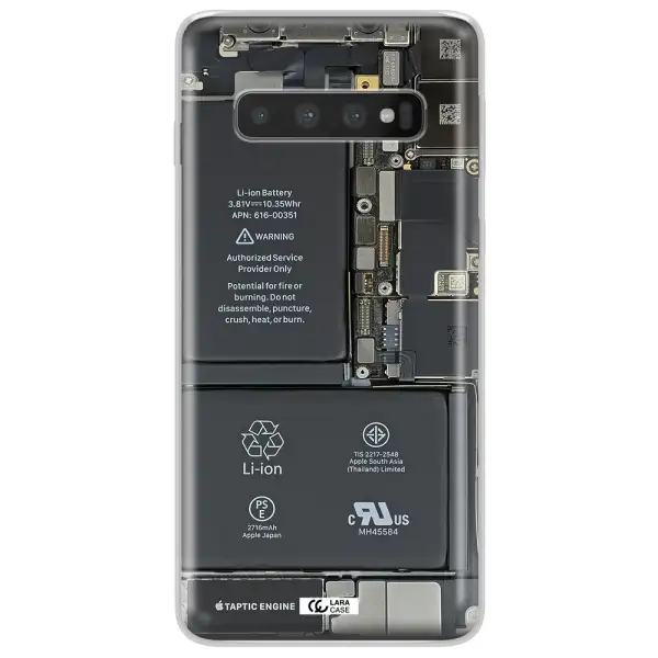 A Close-Up Of A Cell Phone Battery Samsung S10 Clear Tpu Case