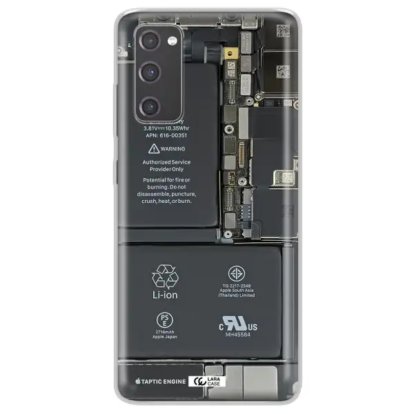 A Close-Up Of A Cell Phone Battery Samsung S20 Fe Clear Tpu Case