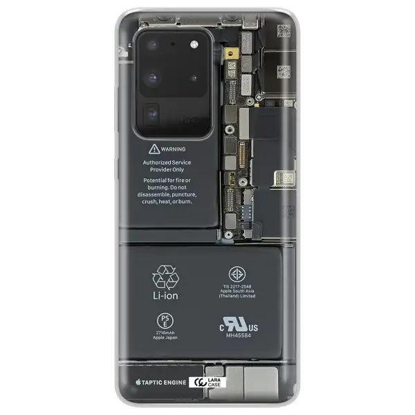 A Close-Up Of A Cell Phone Battery Samsung S20 Ultra Clear Tpu Case