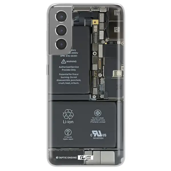 A Close-Up Of A Cell Phone Battery Samsung S21 Clear Tpu Case
