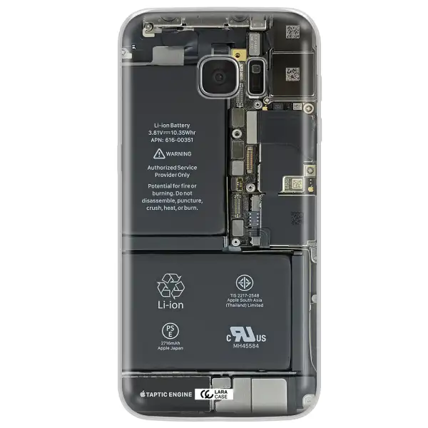 A Close-Up Of A Cell Phone Battery Samsung S7 Edge Clear Tpu Case