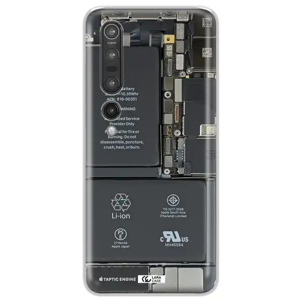 A Close-Up Of A Cell Phone Battery Xiaomi Mi 10 Pro Clear Tpu Case