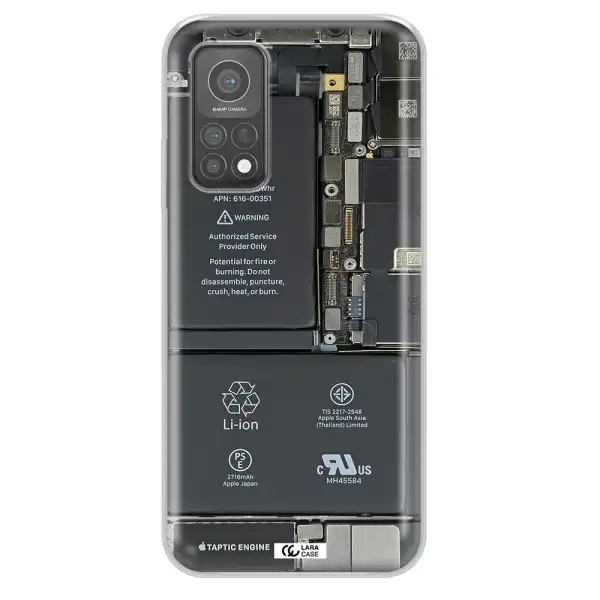 A Close-Up Of A Cell Phone Battery Xiaomi Mi 10 T Pro Clear Tpu Case