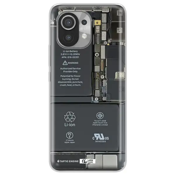 A Close-Up Of A Cell Phone Battery Xiaomi Mi 11 Clear Tpu Case