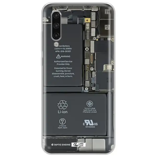 A Close-Up Of A Cell Phone Battery Xiaomi Mi 9 Lite Clear Tpu Case