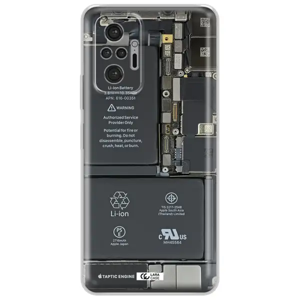 A Close-Up Of A Cell Phone Battery Xiaomi Note 10 Pro Clear Tpu Case