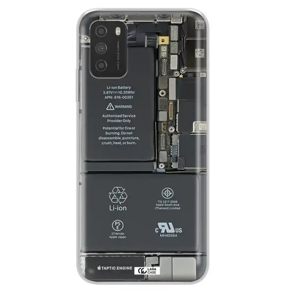 A Close-Up Of A Cell Phone Battery Xiaomi Poco M3 Clear Tpu Case