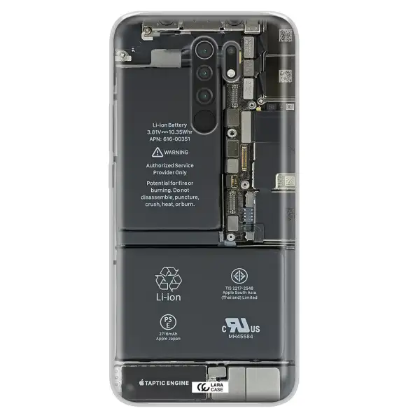 A Close-Up Of A Cell Phone Battery Xiaomi Redmi 9 Clear Tpu Case