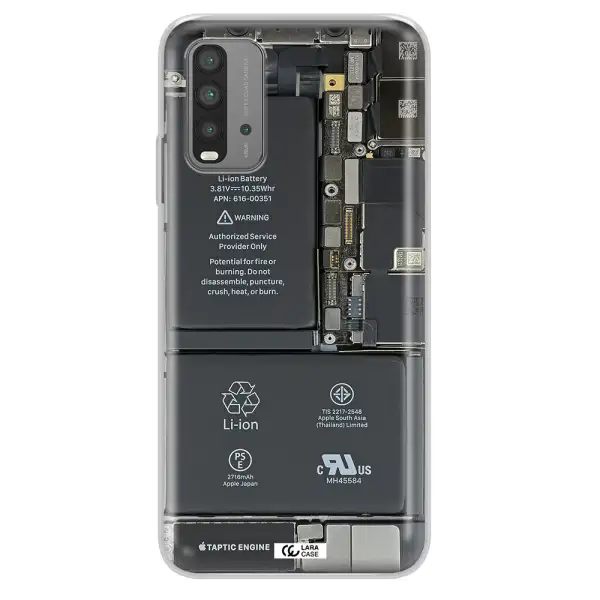 A Close-Up Of A Cell Phone Battery Xiaomi Redmi 9T Clear Tpu Case