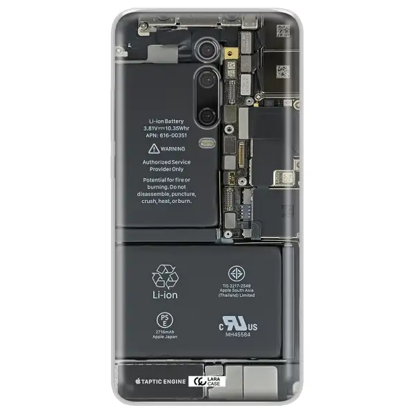 A Close-Up Of A Cell Phone Battery Xiaomi Redmi K20 Clear Tpu Case