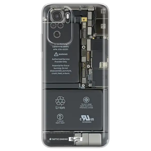 A Close-Up Of A Cell Phone Battery Xiaomi Redmi Note 10S Clear Tpu Case