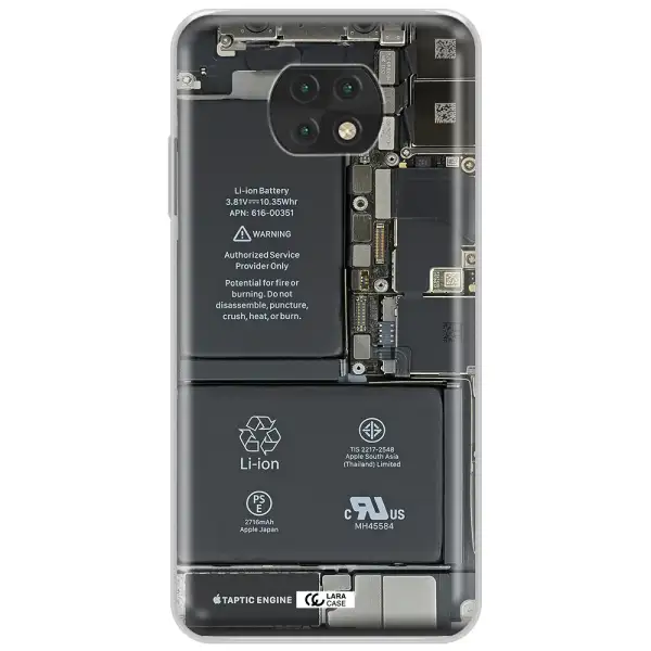 A Close-Up Of A Cell Phone Battery Xiaomi Redmi Note 9T Clear Tpu Case
