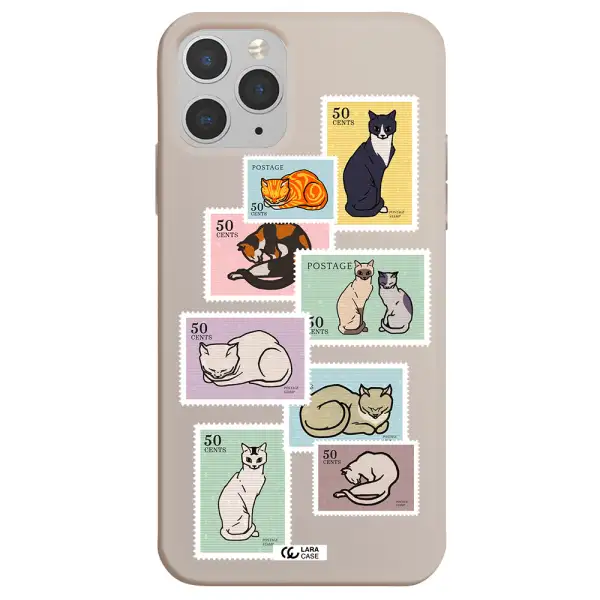 a collage of cats on stamps Apple iPhone 11 pro Silicone Stone Case