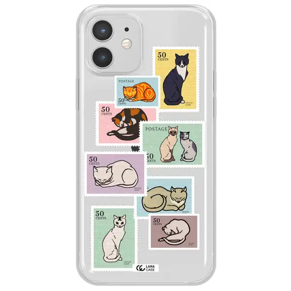 A Collage Of Cats On Stamps Apple Iphone 12 Clear Tpu Case