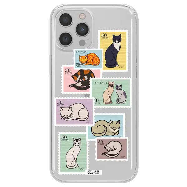 A Collage Of Cats On Stamps Apple Iphone 12 Pro Max Clear Tpu Case