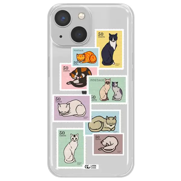 A Collage Of Cats On Stamps Apple Iphone 13 Clear Tpu Case