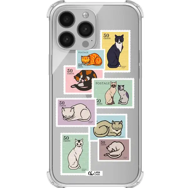 a collage of cats on stamps Apple iPhone 13 Pro Clear PC Case