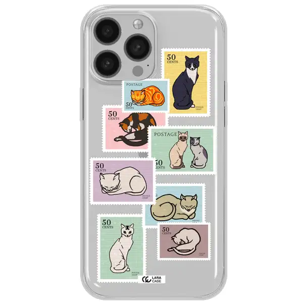 A Collage Of Cats On Stamps Apple Iphone 13 Pro Clear Tpu Case