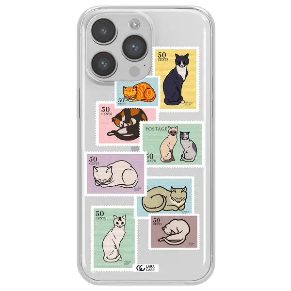 A Collage Of Cats On Stamps Apple Iphone 14 Pro Clear Tpu Case