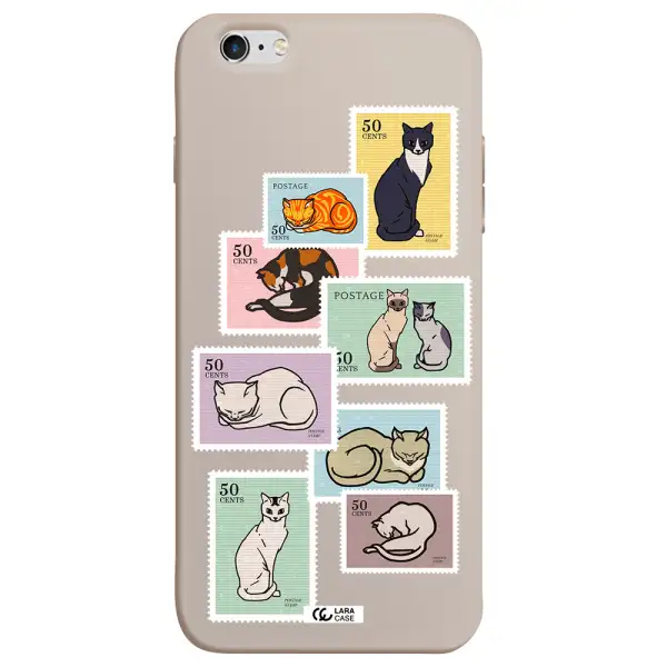 a collage of cats on stamps Apple iPhone 6 plus Silicone Stone Case