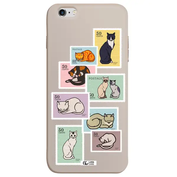 a collage of cats on stamps Apple iPhone 6S Silicone Stone Case