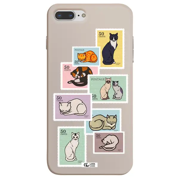 a collage of cats on stamps Apple iPhone 7 plus Silicone Stone Case