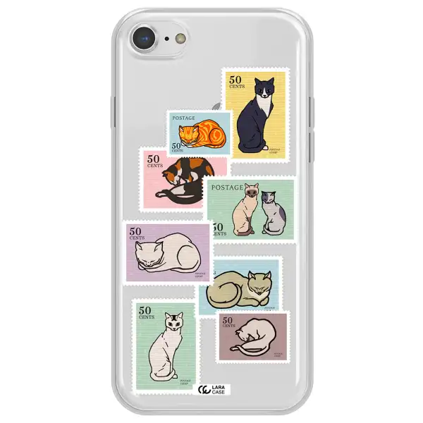 A Collage Of Cats On Stamps Apple Iphone 8 Clear Tpu Case